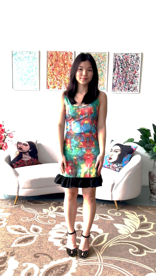 Lively Aurora Burst Poplin Dress ( black hem )
